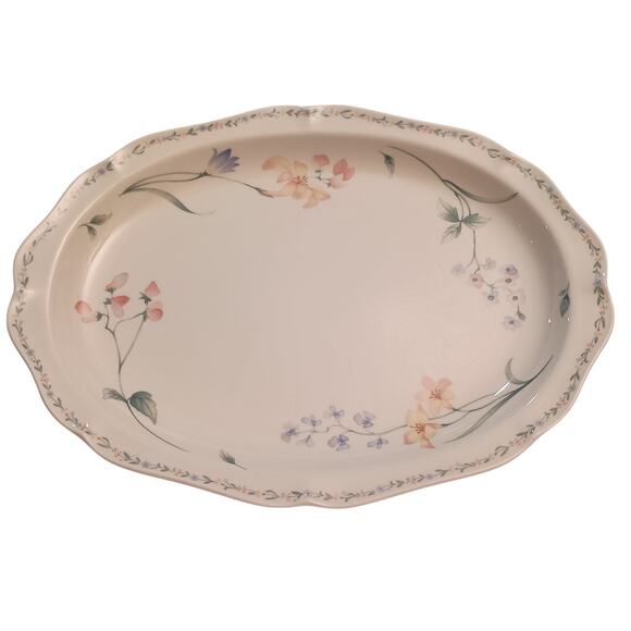 Noritake Gala Cuisine AMERICAN FLOWERS Pattern 14" Oval Serving Platter Japan - Picture 1 of 8